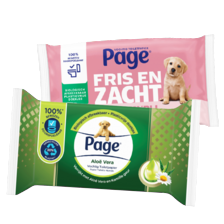 Page vochtig toiletpapier